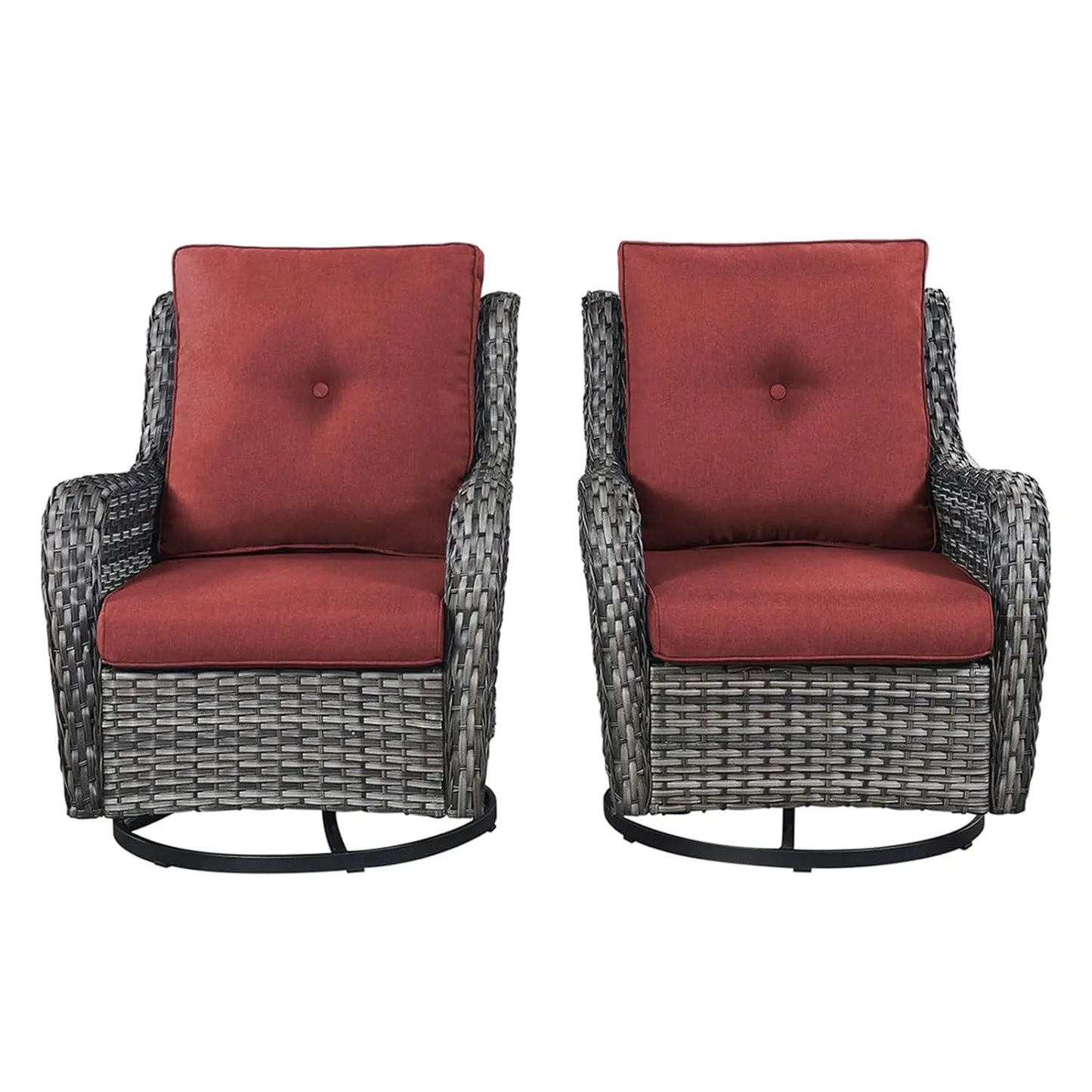 Wicker Rocking Chair Swivel Chairs - 2 Piece Rocker Patio Chairs Set Rattan Rocking Chair for Outdoor Porch Deck, Customized