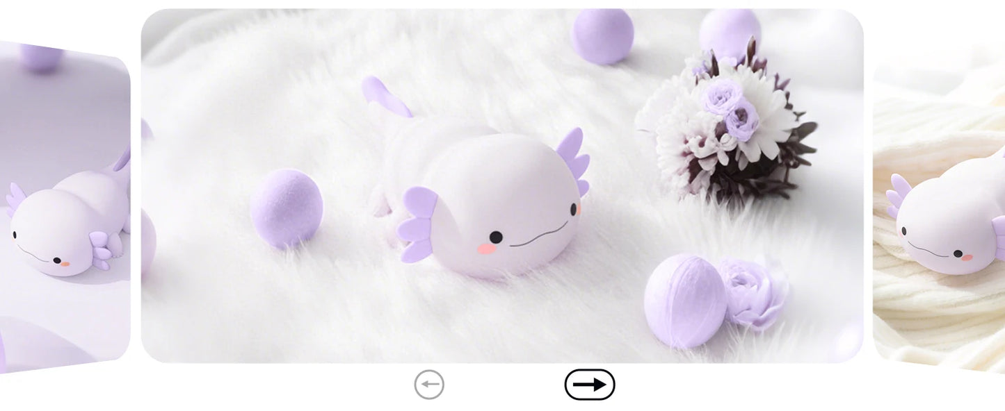 Night Light for Kids,Cute Purple Axolotl Lamp ,LED Squishy Nursery Nightlight,  Soft Silicone Novelty Animal Bedside Lamp