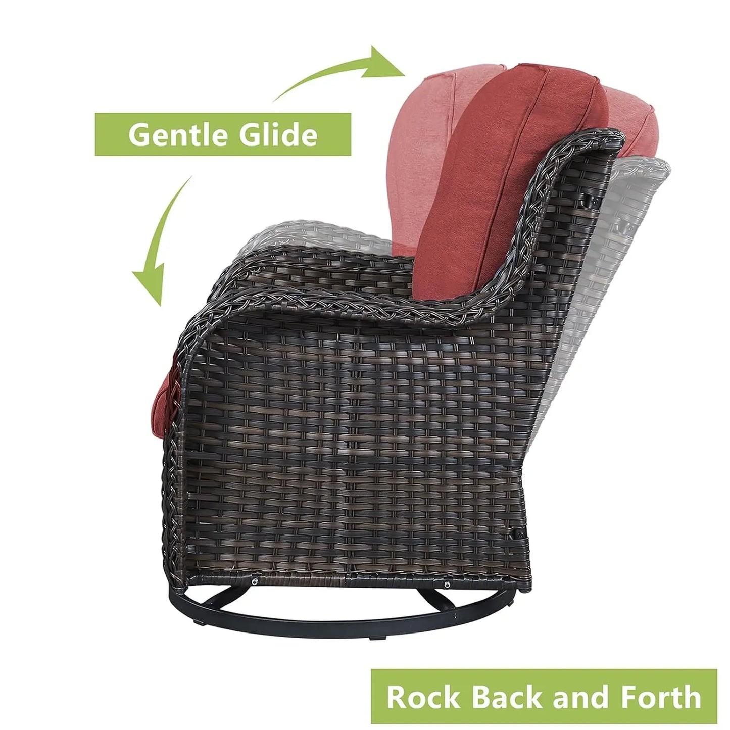 Wicker Rocking Chair Swivel Chairs - 2 Piece Rocker Patio Chairs Set Rattan Rocking Chair for Outdoor Porch Deck, Customized