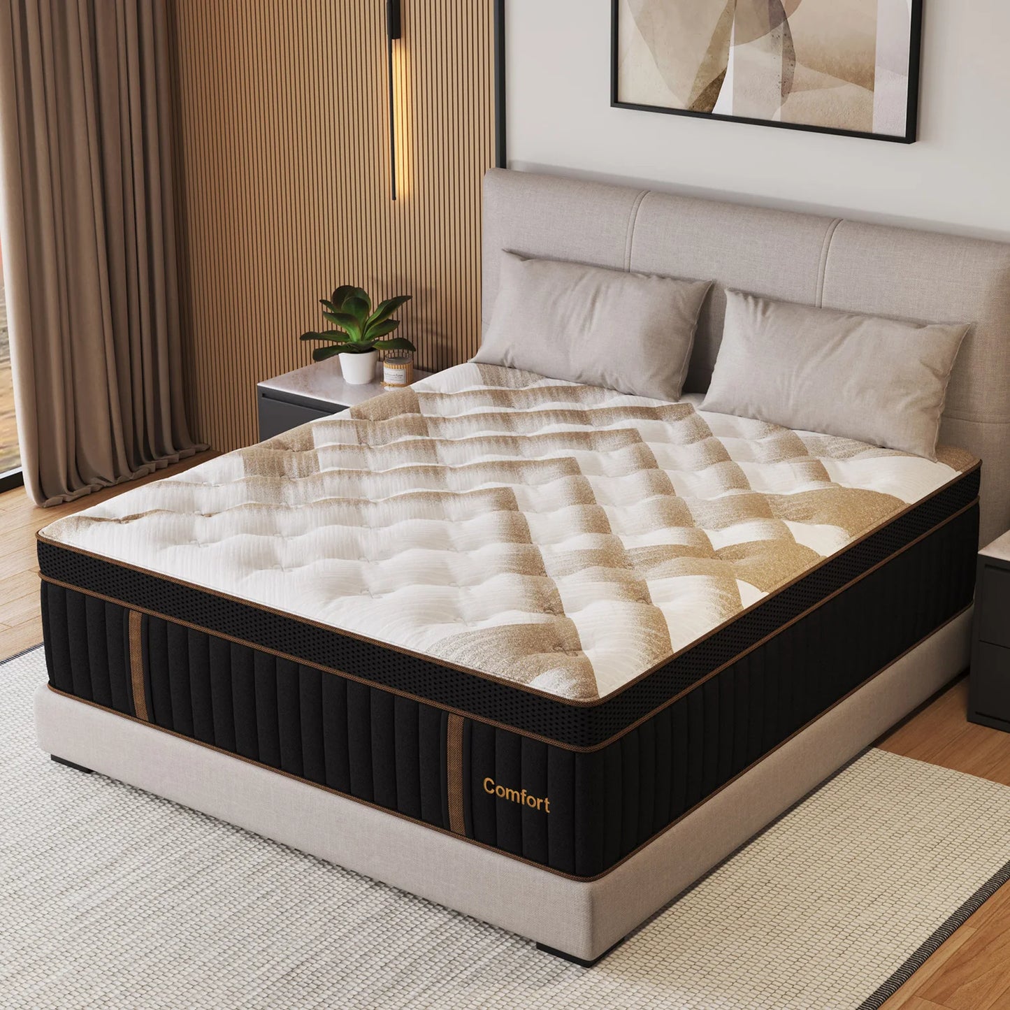 12"14" Gel Memory Foam Hybrid Pocket Spring Mattress Twin Full Queen King Bed Mattress In A Box, Medium Firm Motion Isolation