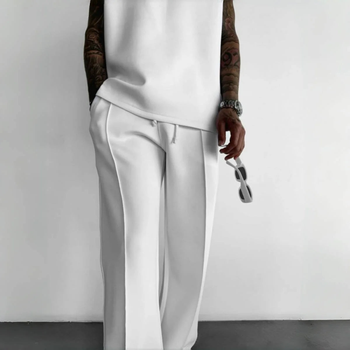 Men's Elastic Waist Drawstring Casual Pants With Pockets