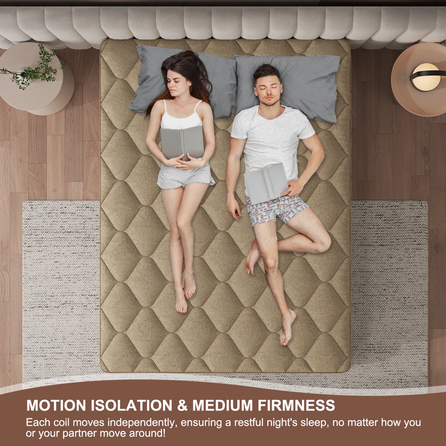 12"14" Gel Memory Foam Hybrid Pocket Spring Mattress Twin Full Queen King Bed Mattress In A Box, Medium Firm Motion Isolation