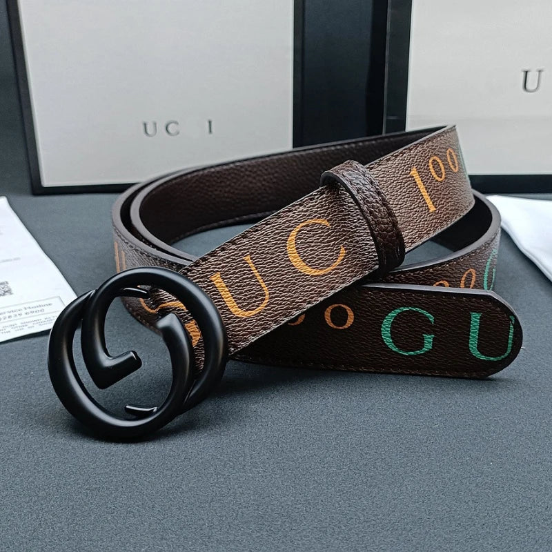 Italian High-end Genuine Leather Men's Belt, Classic Printed Business Belt, Personalized Double G Belt, Multi-functional