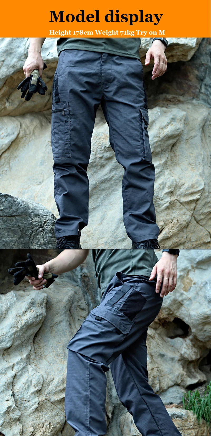 NONECN Men's Tactical Outdoor Cargo Pants Waterproof