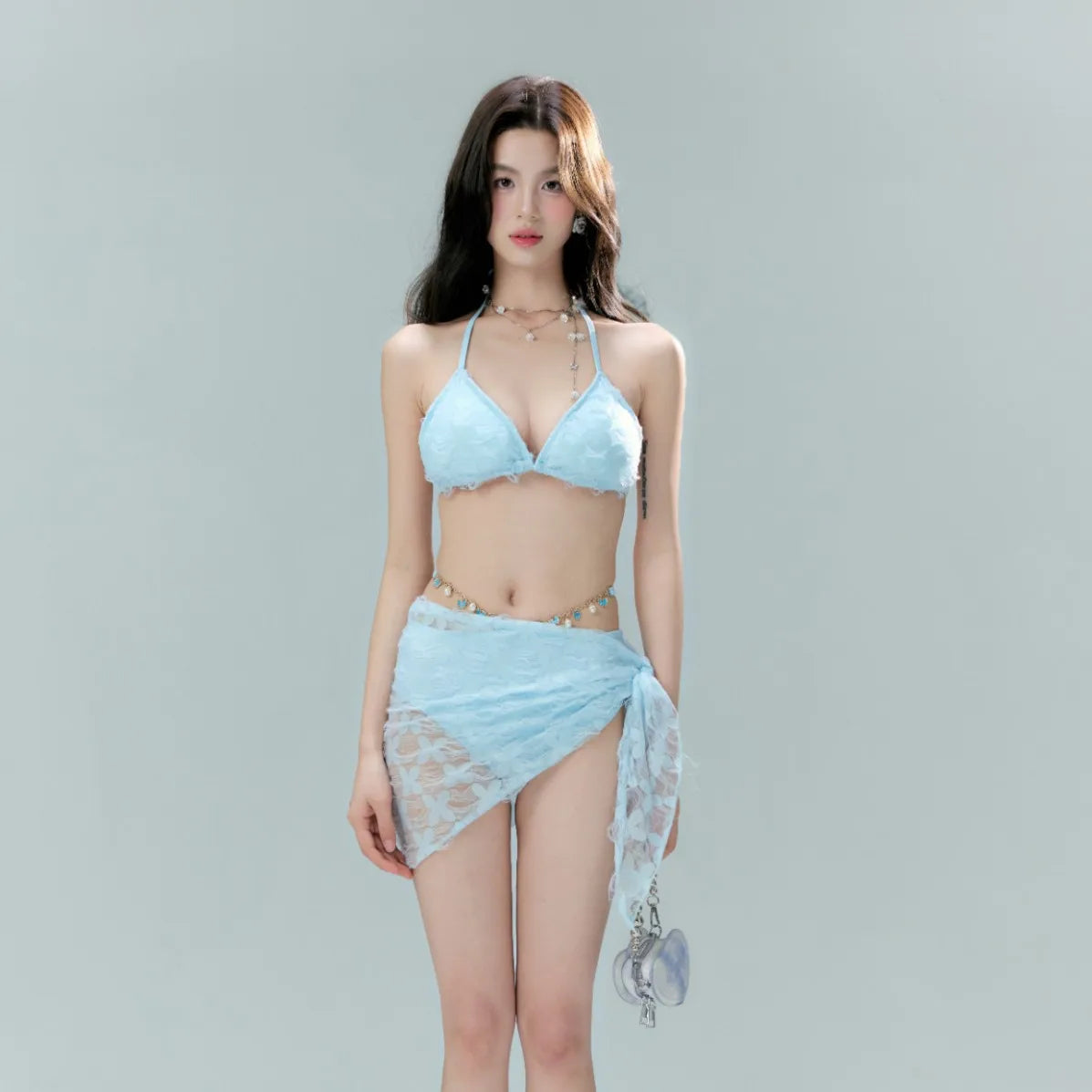 New Swimsuit for Women with A High-end Feel, Hanging Chain Bikini, Cute Split, Pure Desire To Gather Together, Beach Swimsuit