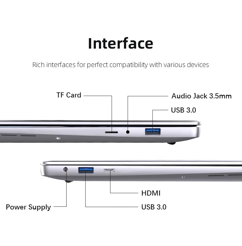 Xiaman 2026 Laptop Computer Windows 11 Intel Atom A3950 Notebook PC 12GB RAM 512GB 1TB 2TB SSD 1080P Office Study Computer PC