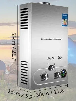 VEVOR 6L 8L 10L 12L 16L 18L LPG Portable Instand Water Heater Propane Gas LPG Wall-Mounted Tankless Water Heater Digital Display