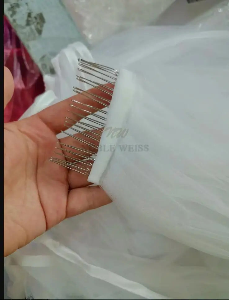 Ribbon Edge Wedding Veils Tulle Long Bridal Veil Two Layer Bridal Veil Long Bridal Party Veils Wedding Accessories Customized