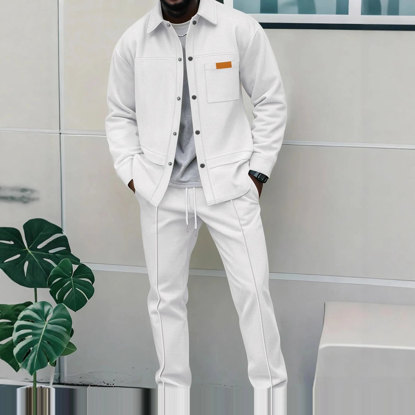 NONECN Flight Jacket Men's Casual Autumn Winter Two-Piece Set