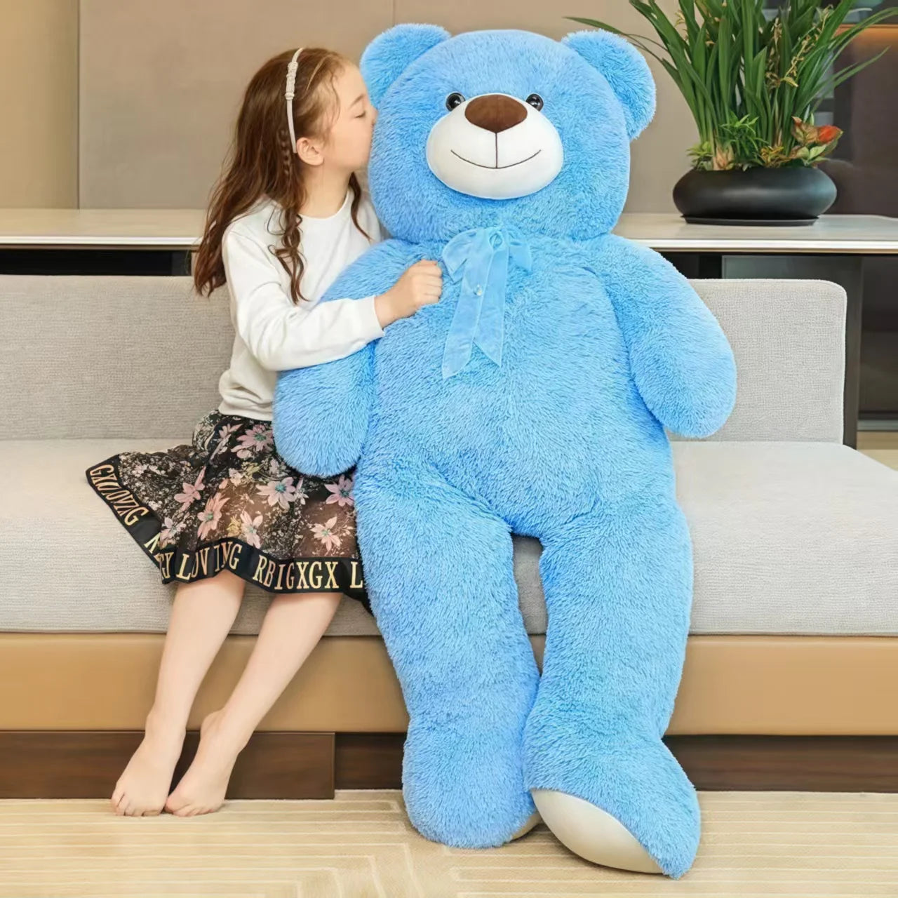 SNOWOLF Giant Teddy Bear Stuffed Animal 51in Cute Brown/Beige Valentine's Bear for Girlfriend Boyfriend Mom Birthday
