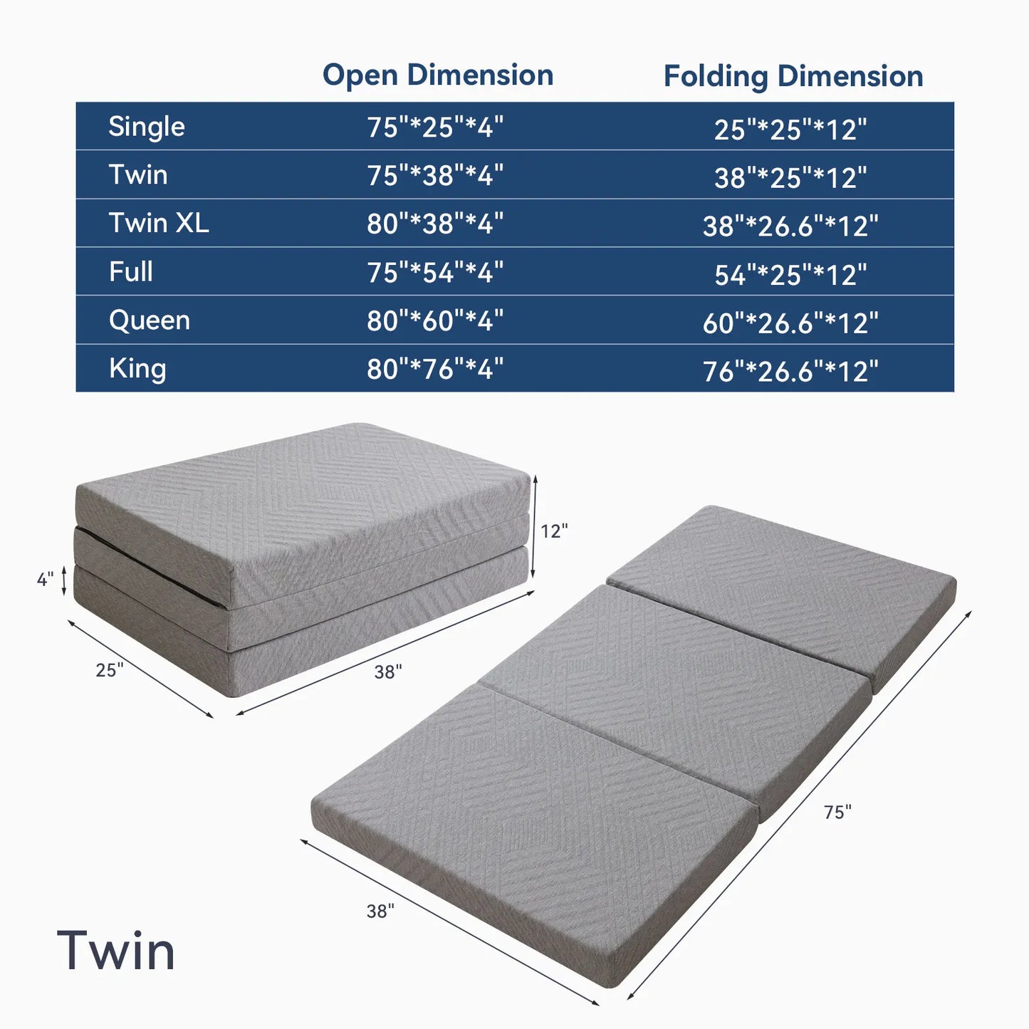 Hcore Folding Memory Foam Mattress With Carry Bag Portable