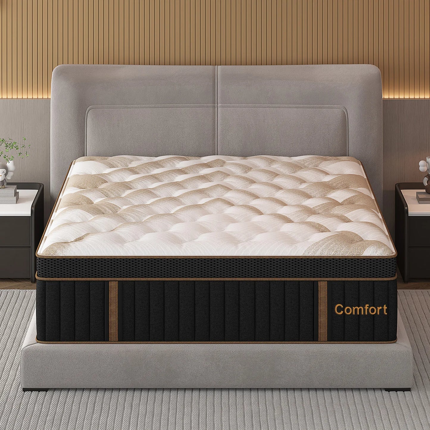 12"14" Gel Memory Foam Hybrid Pocket Spring Mattress Twin Full Queen King Bed Mattress In A Box, Medium Firm Motion Isolation
