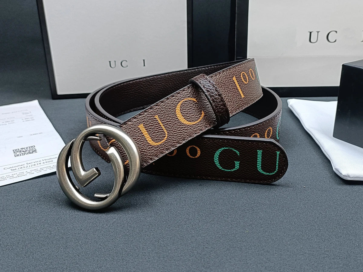 Italian High-end Genuine Leather Men's Belt, Classic Printed Business Belt, Personalized Double G Belt, Multi-functional