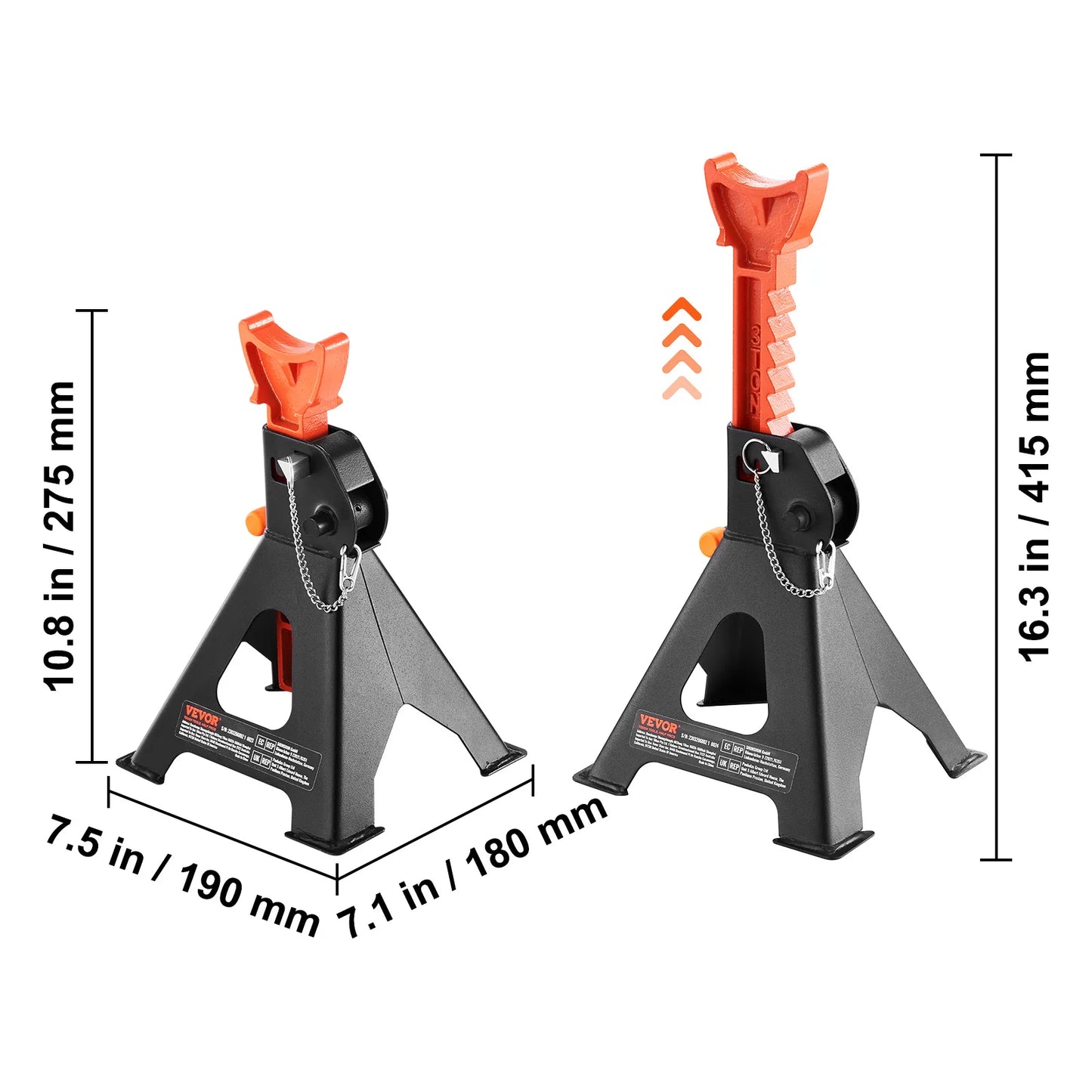 SucceBuy Jack Stands 3/6 Ton (6000/12000 lbs) Capacity Car Jack Stands Double Locking Adjustable Height for lifting SUV Pickup