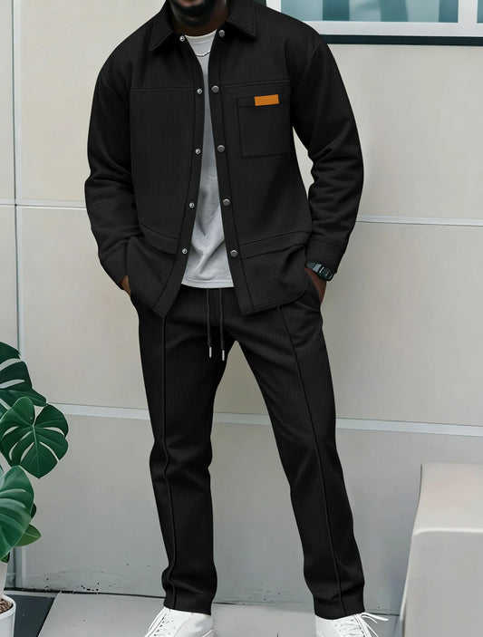 NONECN Flight Jacket Men's Casual Autumn Winter Two-Piece Set