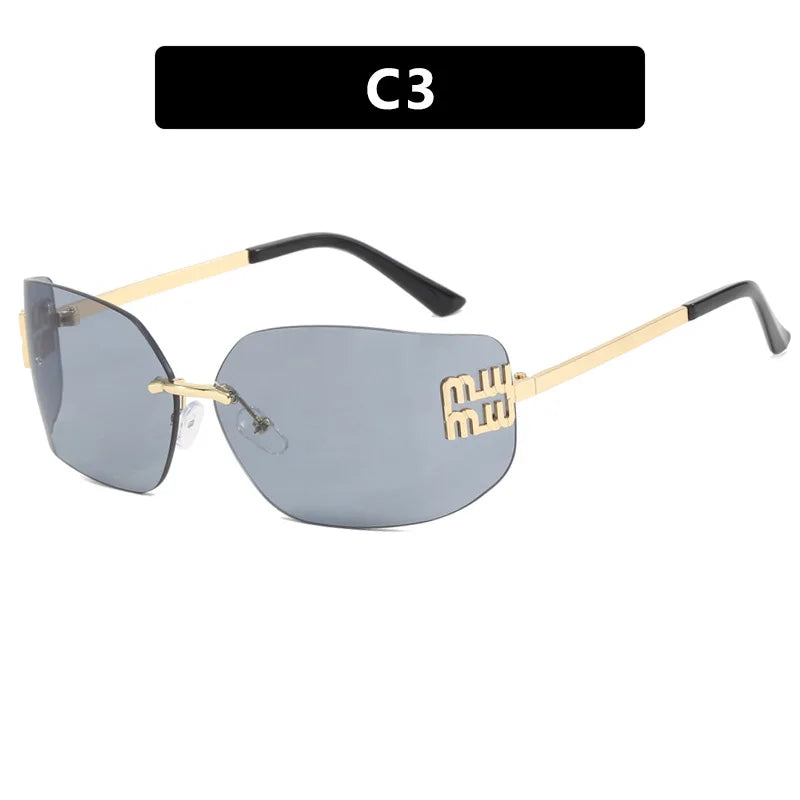 Retro Rimless Design Shades Luxury Metal Women Sunglasses High Quality Decoration Sun Glasses for Travelling Hiking
