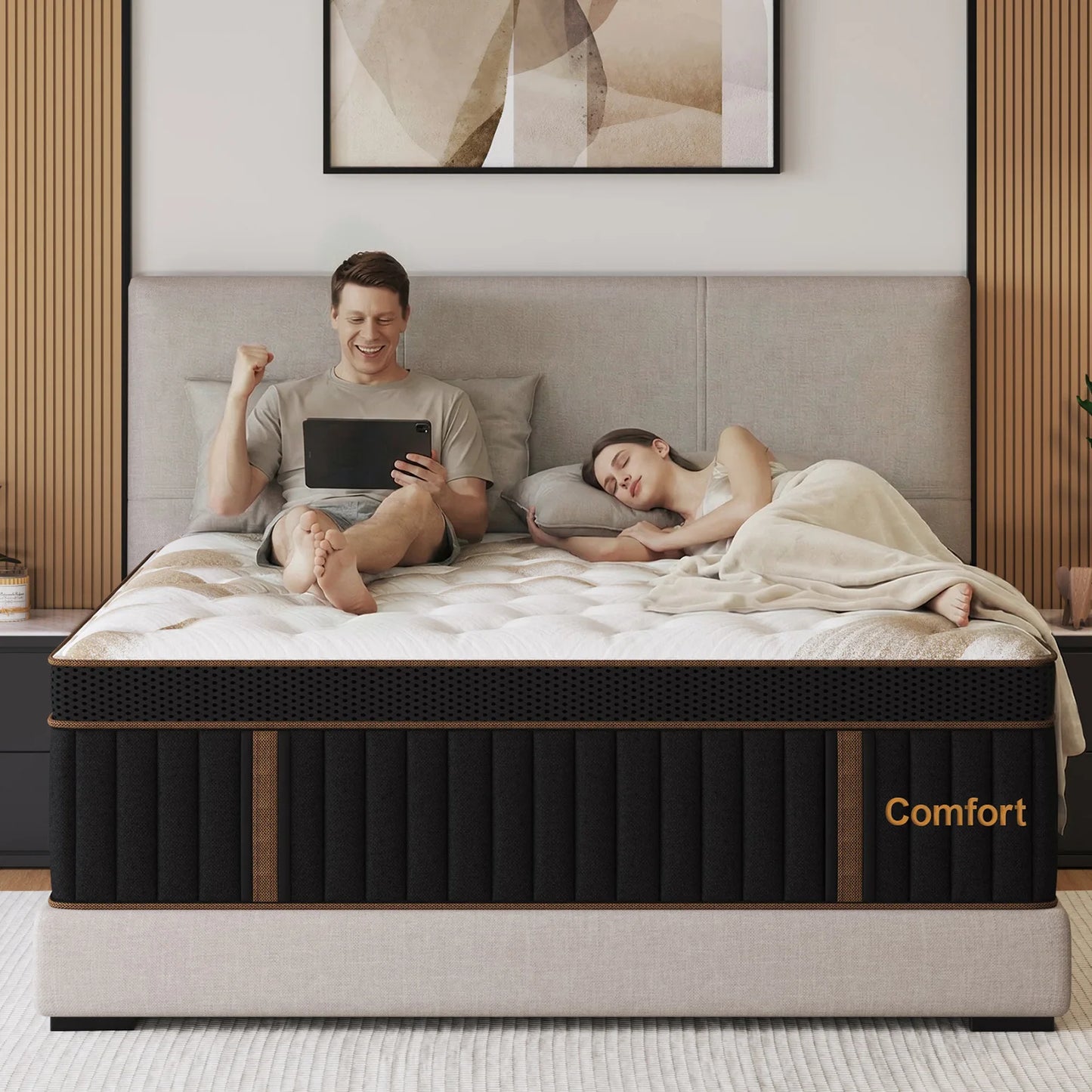 12"14" Gel Memory Foam Hybrid Pocket Spring Mattress Twin Full Queen King Bed Mattress In A Box, Medium Firm Motion Isolation
