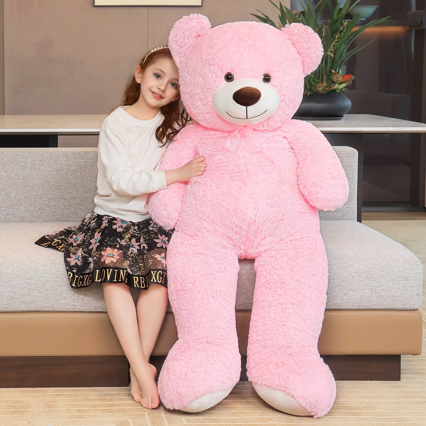 SNOWOLF Giant Teddy Bear Stuffed Animal 51in Cute Brown/Beige Valentine's Bear for Girlfriend Boyfriend Mom Birthday