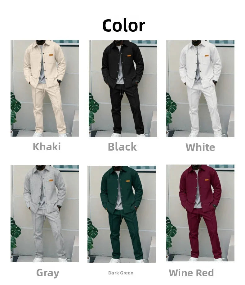 Luxury Men's Casual Flight Jacket Autumn Winter Trendy Two-Piece Set High-End Feelings Cotton Blend Polyester Fiber Long Sleeve