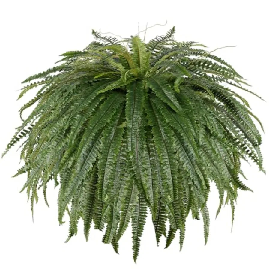 Large Artificial Fern Plant 50 Silk Greenery with 128 Fronds Realistic Faux Boston Fern for Indoor Outdoor Decor Garden Office