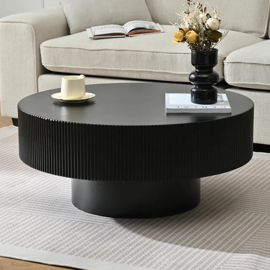 Modern 31.5W Round Coffee Table with Sturdy Base, Wood Sofa Center Tables for Living Room, Reception Room, Easy, Customized