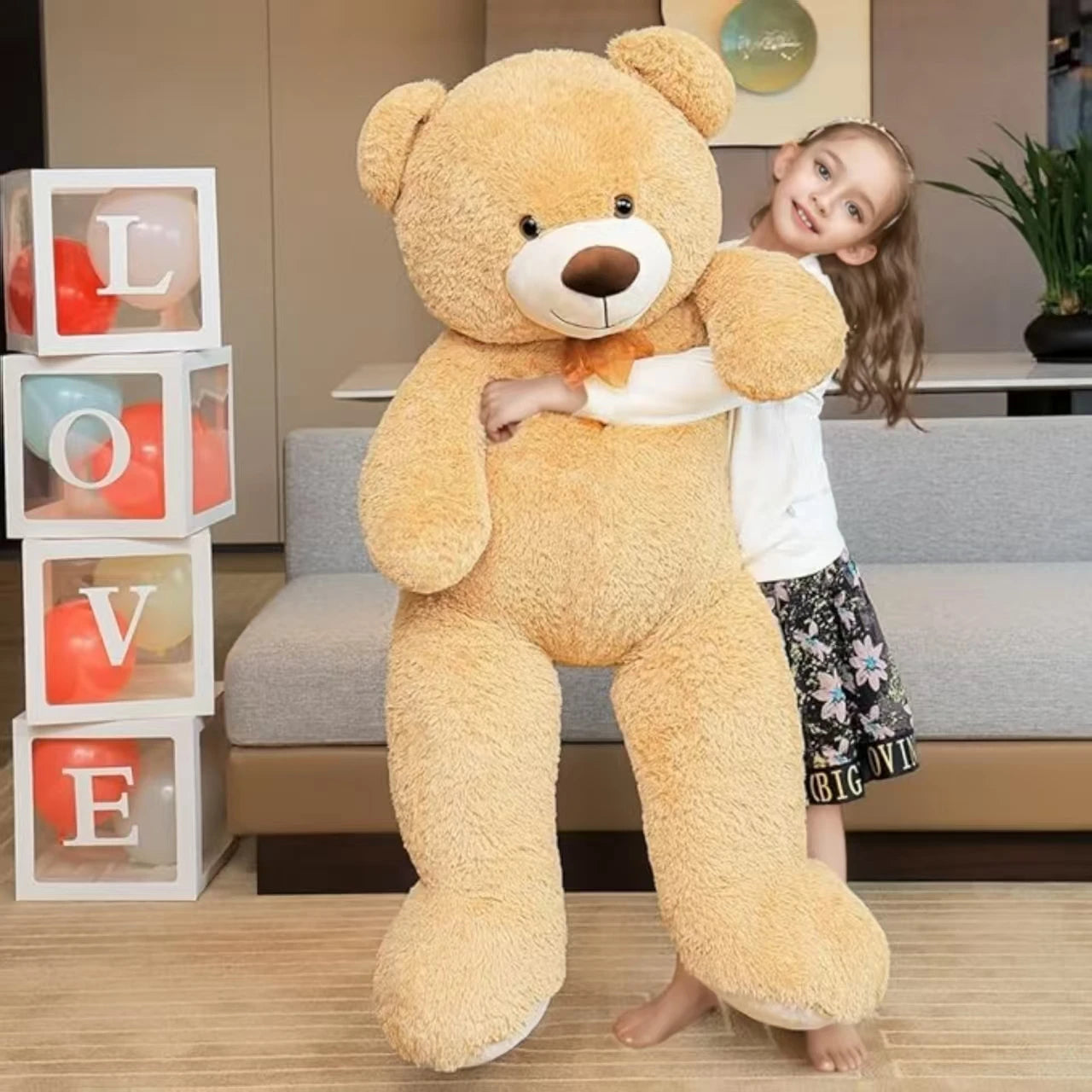 SNOWOLF Giant Teddy Bear Stuffed Animal 51in Cute Brown/Beige Valentine's Bear for Girlfriend Boyfriend Mom Birthday