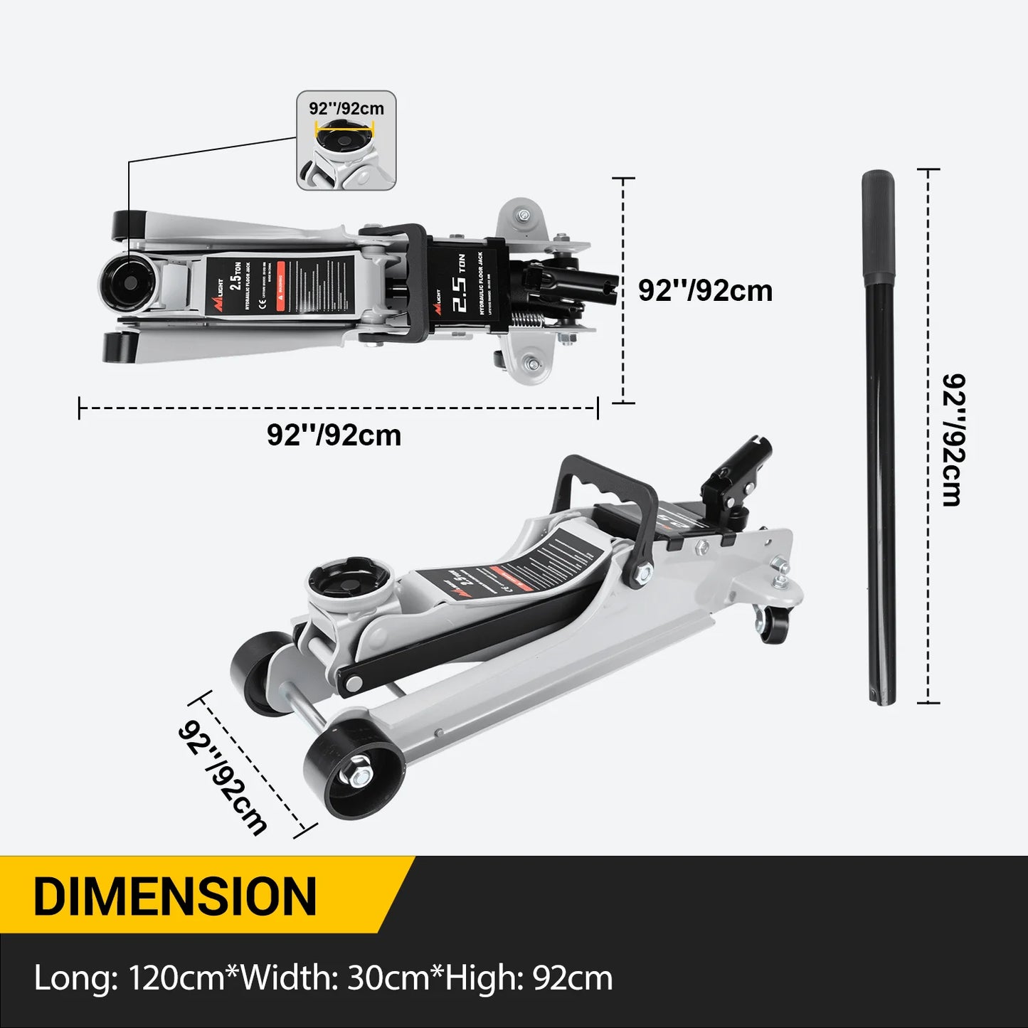 Nilight 2.5 Ton Floor Jack, Low Profile Hydraulic Trolley Car Jack With 360° Swivel Lifting Arm, Heavy Duty Steel Service Jack