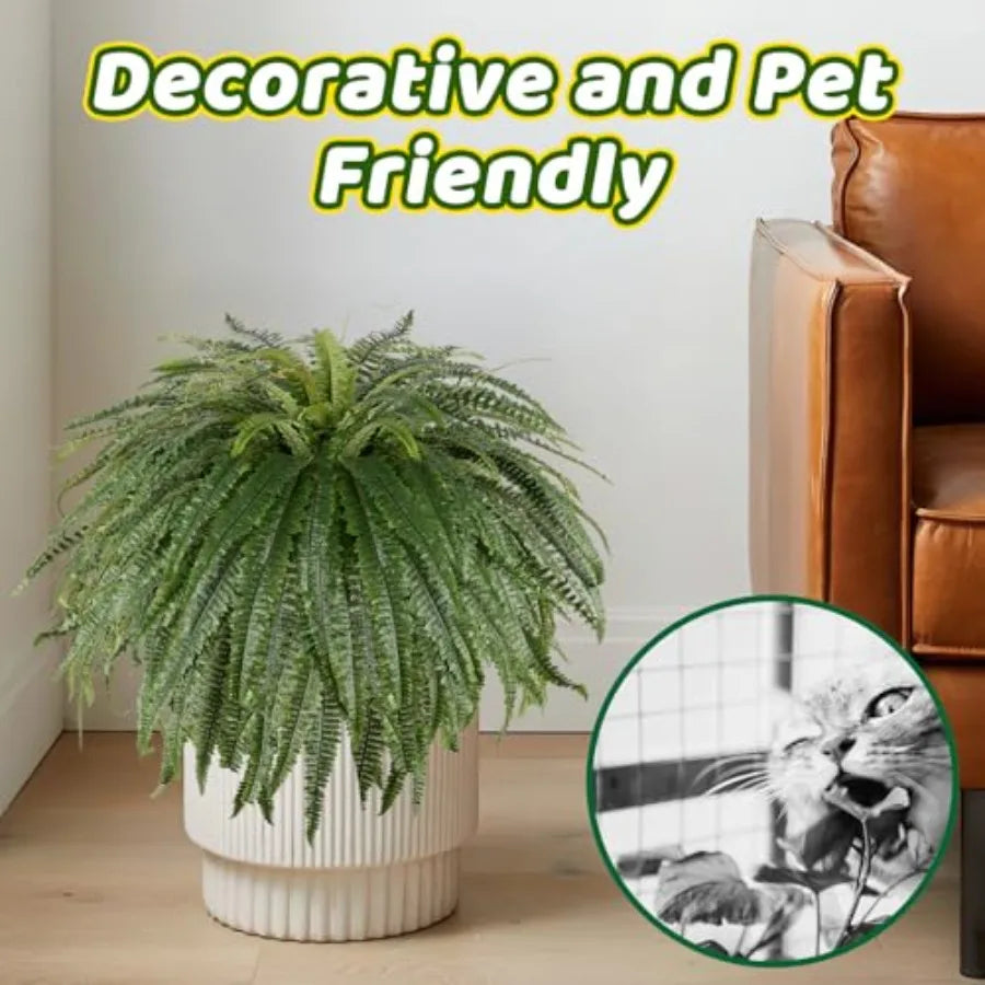 Large Artificial Fern Plant 50 Silk Greenery with 128 Fronds Realistic Faux Boston Fern for Indoor Outdoor Decor Garden Office