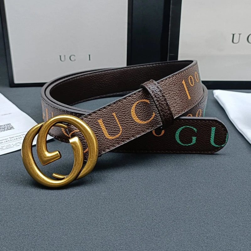 Italian High-end Genuine Leather Men's Belt, Classic Printed Business Belt, Personalized Double G Belt, Multi-functional