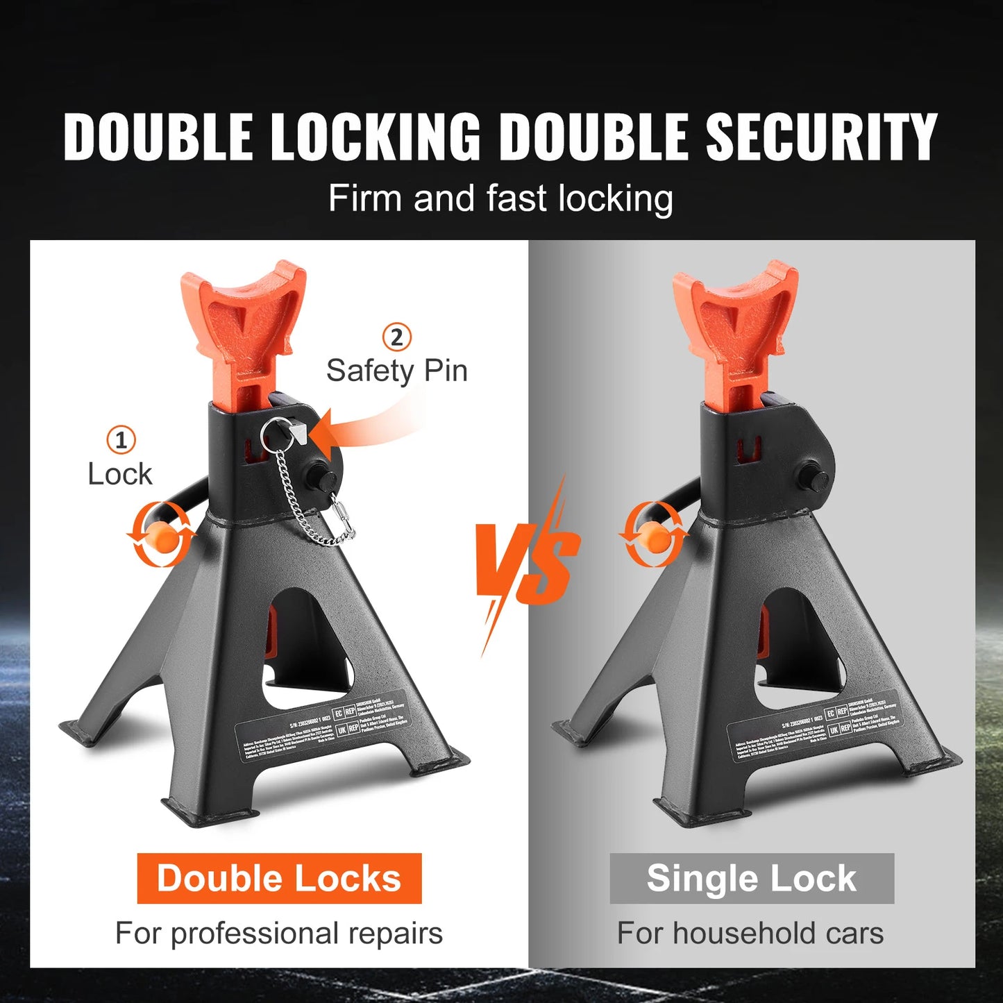 SucceBuy Jack Stands 3/6 Ton (6000/12000 lbs) Capacity Car Jack Stands Double Locking Adjustable Height for lifting SUV Pickup
