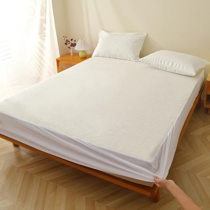 Home Luxury 3 Pieces Sets Bamboo Fiber Waterproof Twin Full Queen King Bed Sheets Bedding Mattress Topper Protector Set