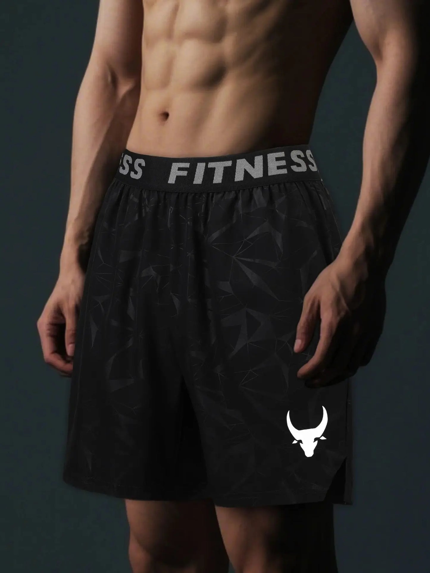 Men'S Athletic Quick-Dry Casual Elastic Waistband Shorts Set with Geometric Print Summer Sports Wear