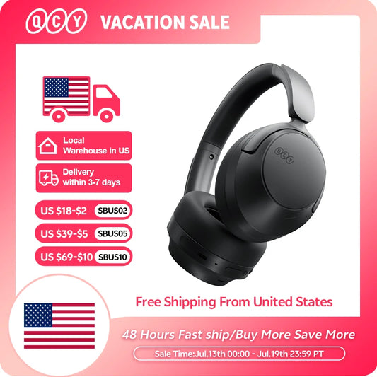QCY H3S Over Ear Headphone Hi-Res LDAC Spatial Sound Headset H3S -56dB Adaptive ANC Wireless Earphone Bluetooth 6.0 102Hrs