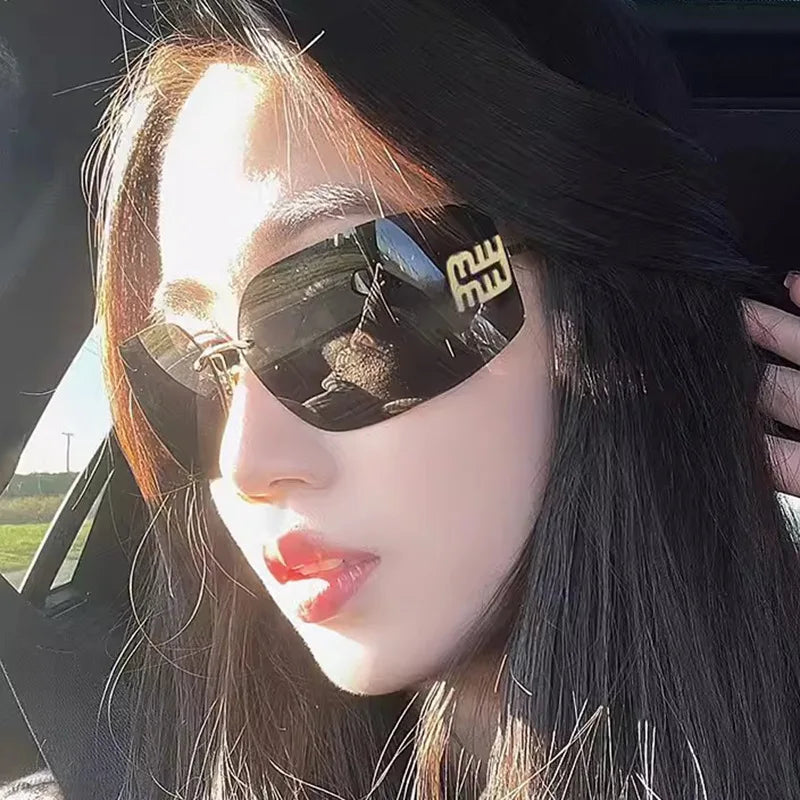 Retro Rimless Design Shades Luxury Metal Women Sunglasses High Quality Decoration Sun Glasses for Travelling Hiking
