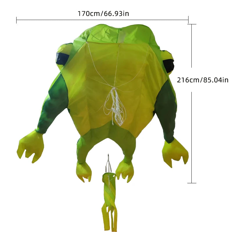 Large 3D frog soft kite, adult outdoor lawn activity game kite, easy to fly on seaside beach, large soft kite