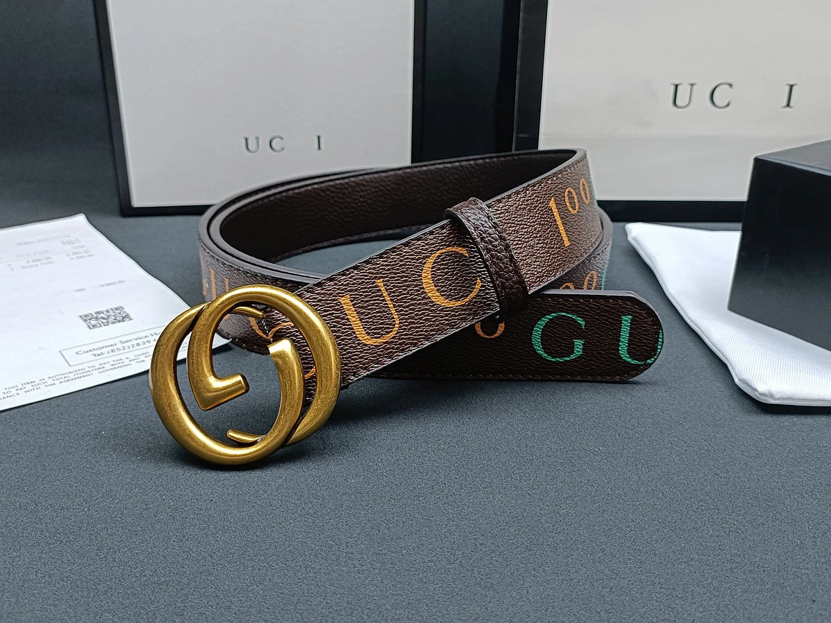 Italian High-end Genuine Leather Men's Belt, Classic Printed Business Belt, Personalized Double G Belt, Multi-functional