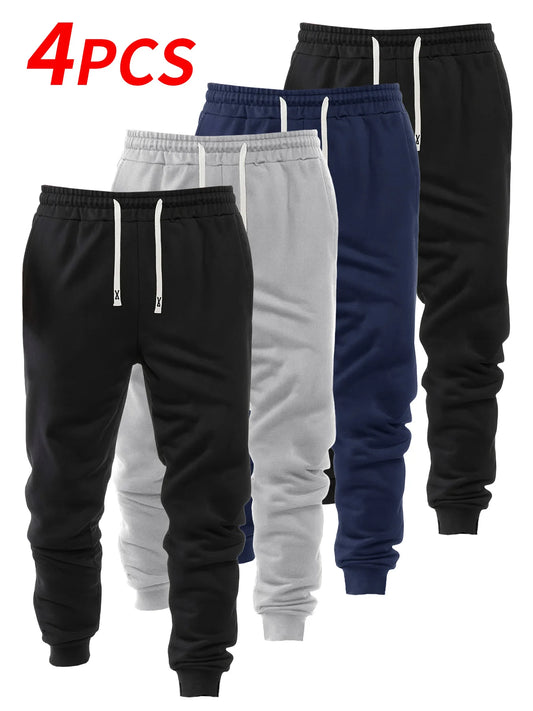 Men's 4-piece set cuffed sports casual pants, comfortable fabric, suitable for outdoor sports, shopping, and travel