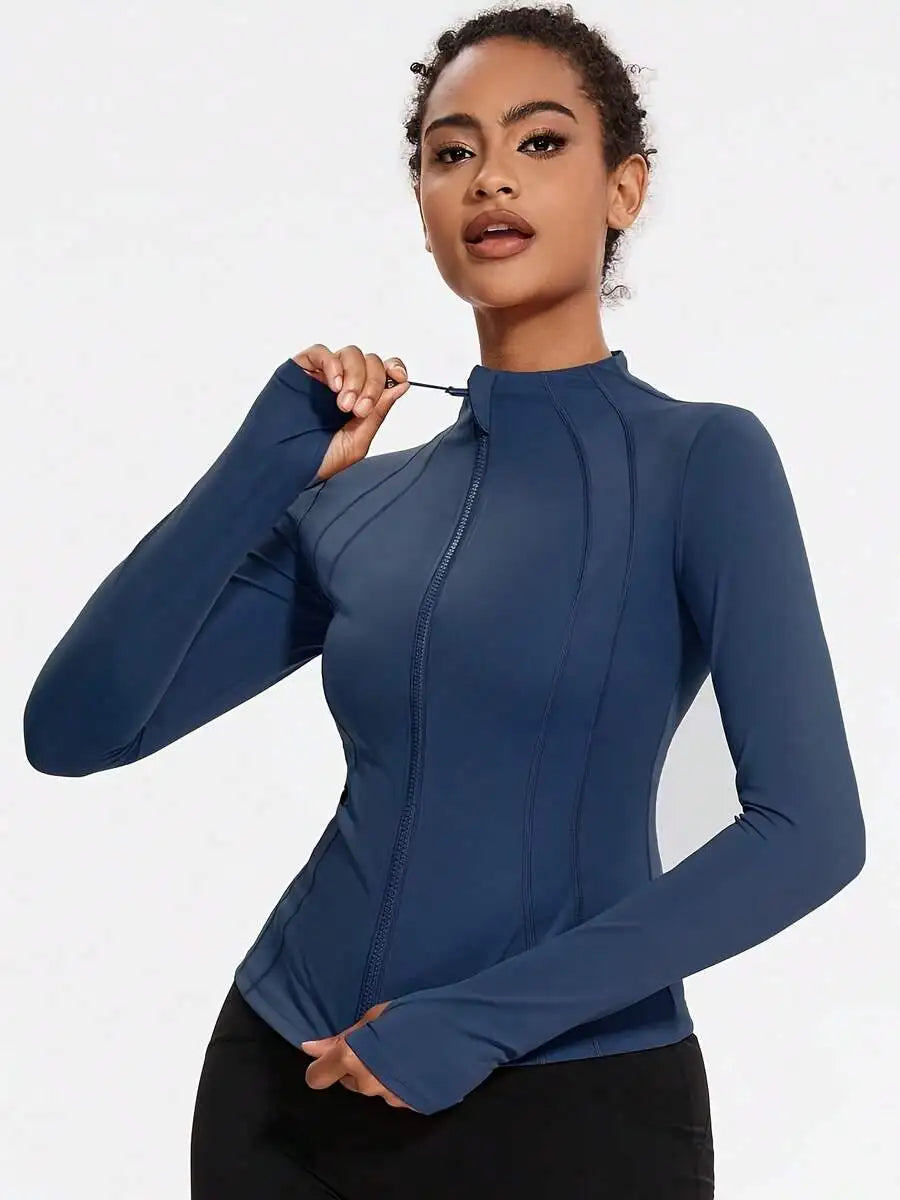 Women's Summer Sun Protection Athletic Jacket With Zip Pockets - Gym & Yoga Friendly
