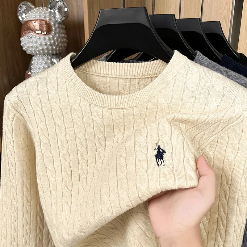 Pony Embroidery Mens Designer Knit Sweater Round Neck Pullover