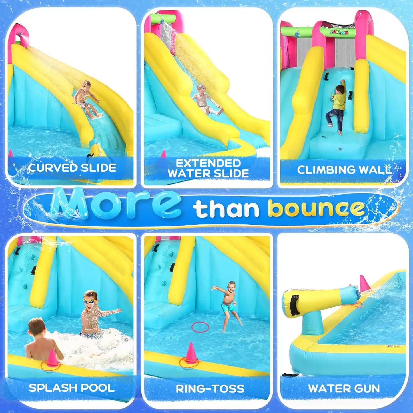 Inflatable Water Slide with 20FT Lawn Water Slide for Kids 3-10Y, 1min Blow Up Water Slide w/Bodyboard, Sprinkler, Backyard Kids