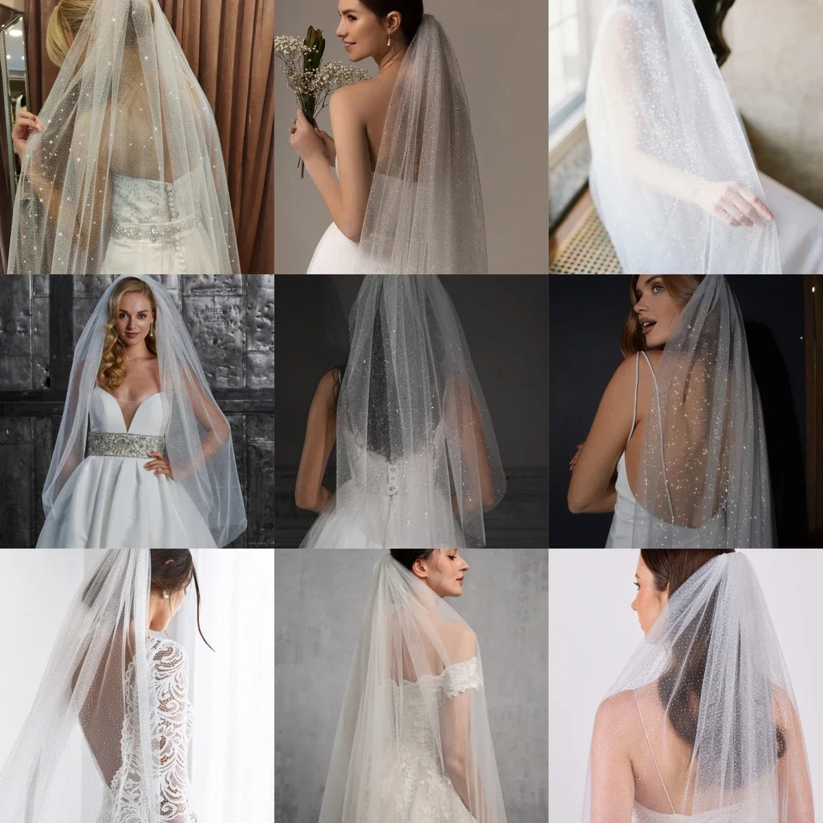 Long Sparkling Bridal Veil Luxury Shine Wedding Veil in Golden Hues with Sequins Cathedral Length Golden Veils with Comb V101