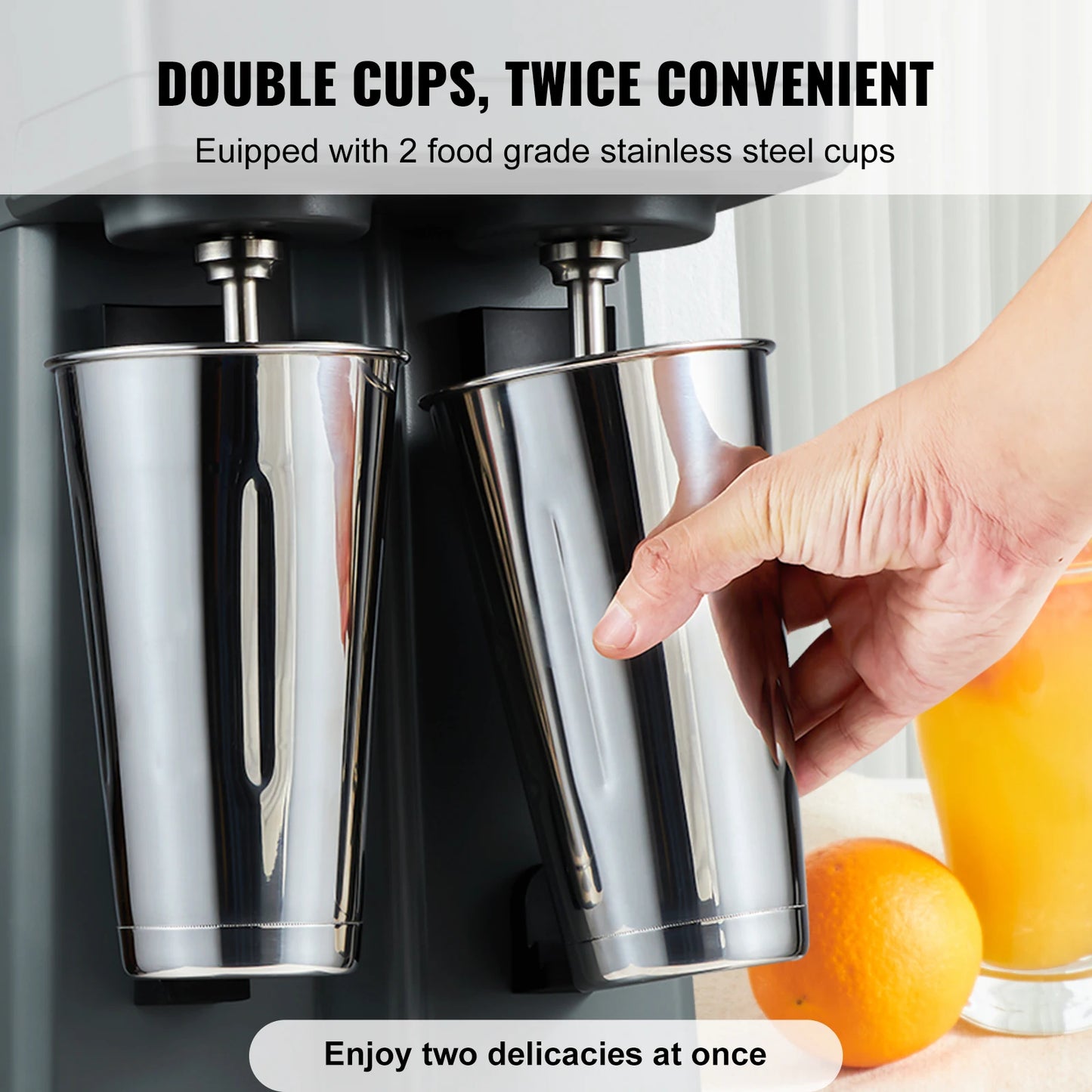 SucceBuy Milkshake Maker Mixer Machine Double Head Stainless Steel Drink Blender 3-Speed Milkshake Mixer for Commercial Home