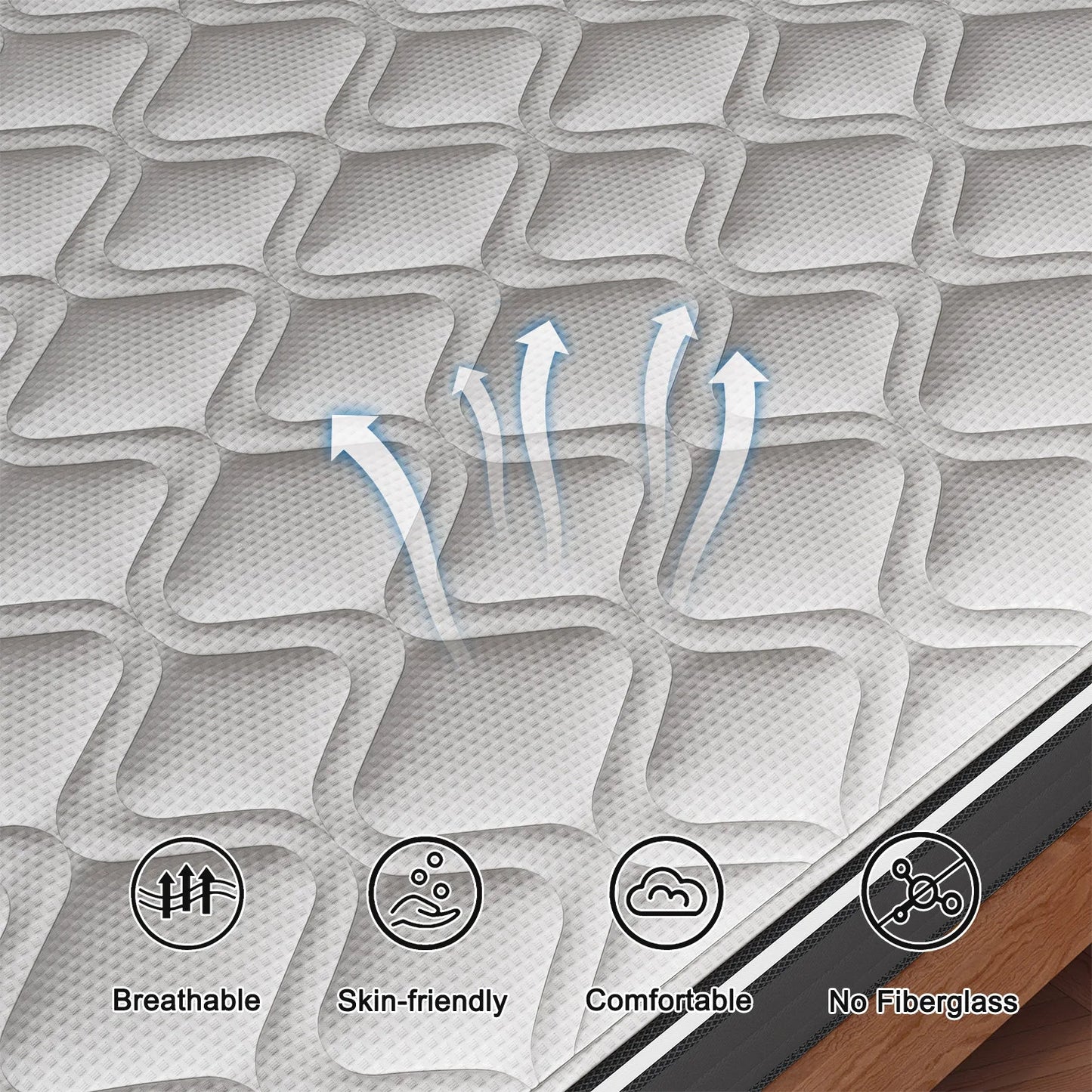 12"14" Gel Memory Foam Hybrid Pocket Spring Mattress Twin Full King Queen Bed Mattress In A Box, Medium Firm Motion Isolation