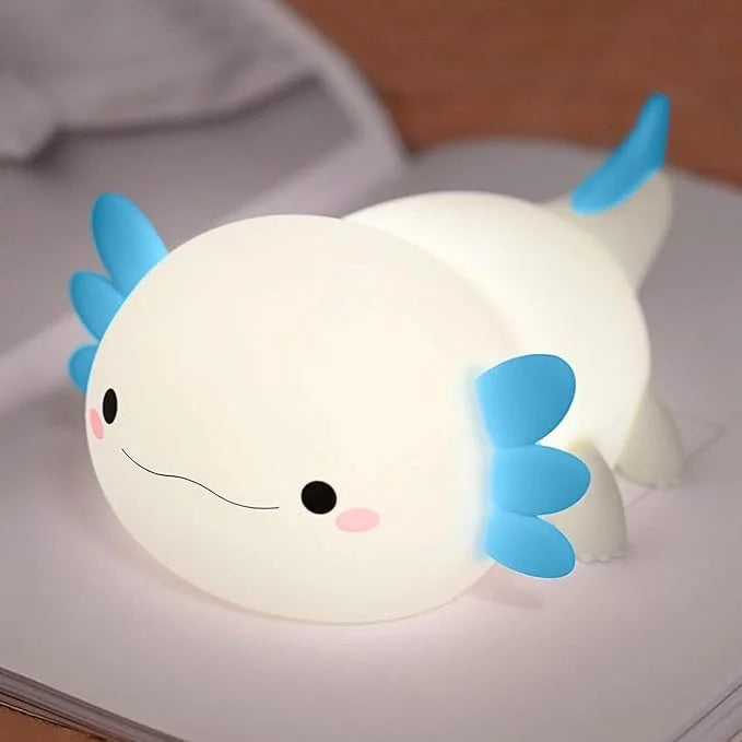 Night Light for Kids,Cute Purple Axolotl Lamp ,LED Squishy Nursery Nightlight,  Soft Silicone Novelty Animal Bedside Lamp