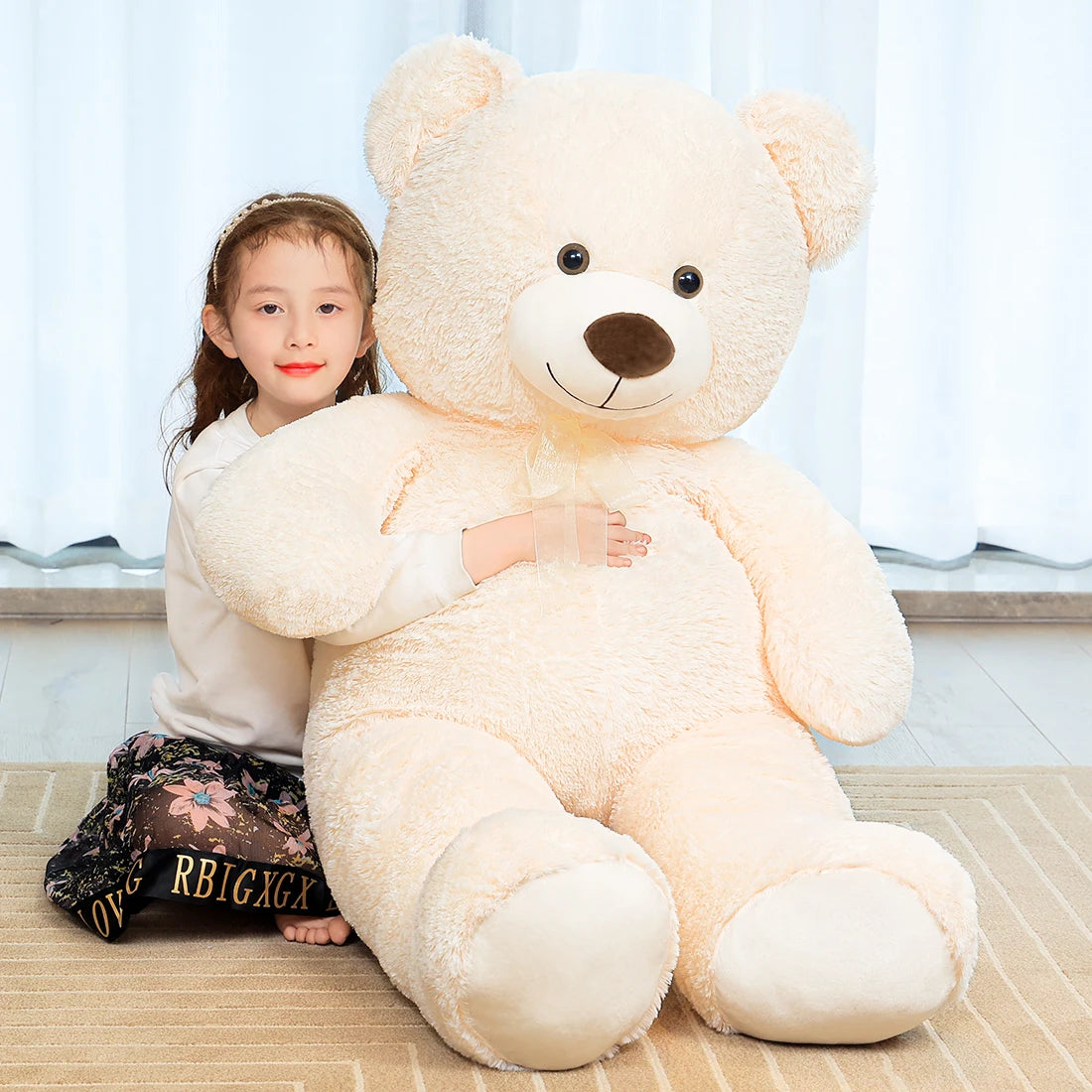 SNOWOLF Giant Teddy Bear Stuffed Animal 51in Cute Brown/Beige Valentine's Bear for Girlfriend Boyfriend Mom Birthday