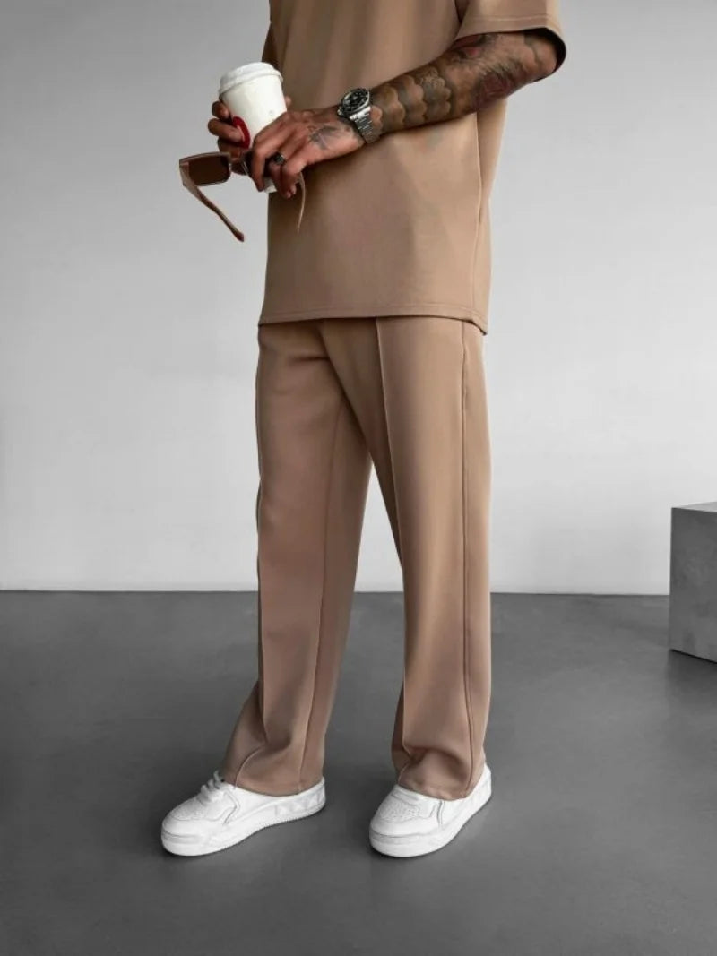 Men's Elastic Waist Drawstring Casual Pants With Pockets