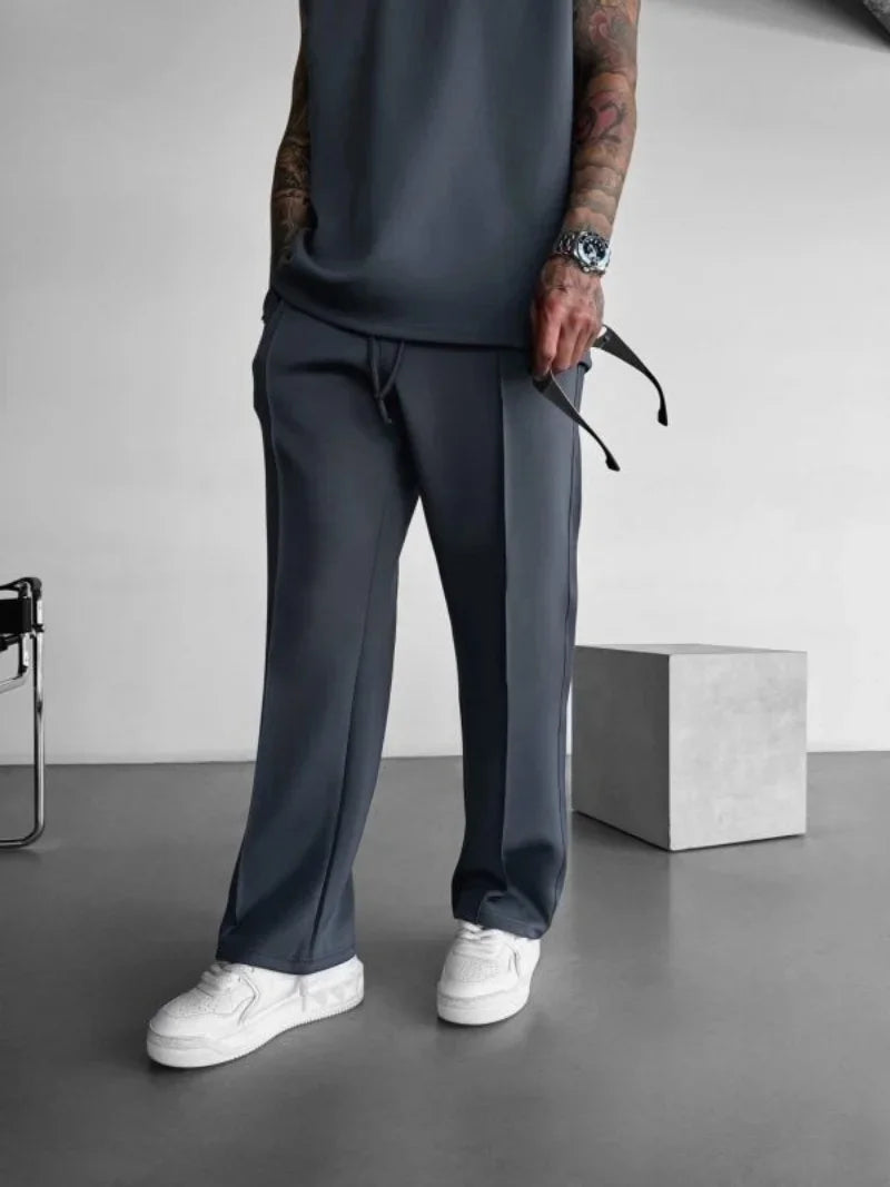 Men's Elastic Waist Drawstring Casual Pants With Pockets