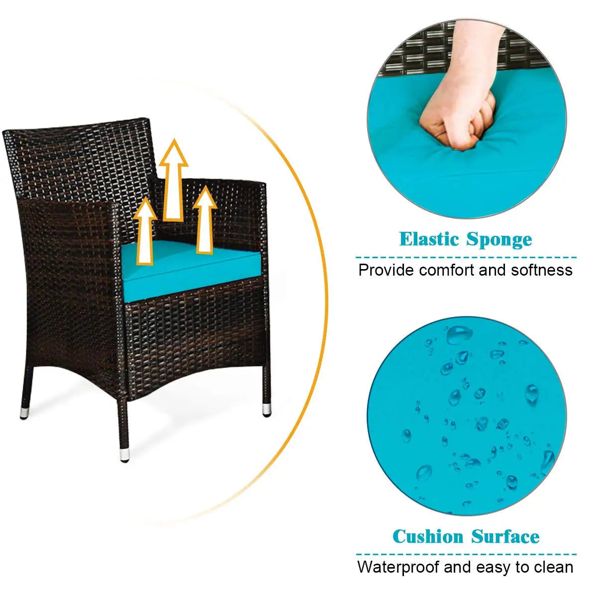 4-Piece Rattan Patio Set, Outdoor/Indoor Wicker Conversation Set for Pool, Backyard, Lawn, Wicker Chairs and Sofa, Customized