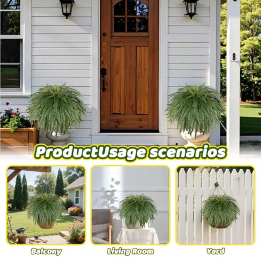 Large Artificial Fern Plant 50 Silk Greenery with 128 Fronds Realistic Faux Boston Fern for Indoor Outdoor Decor Garden Office