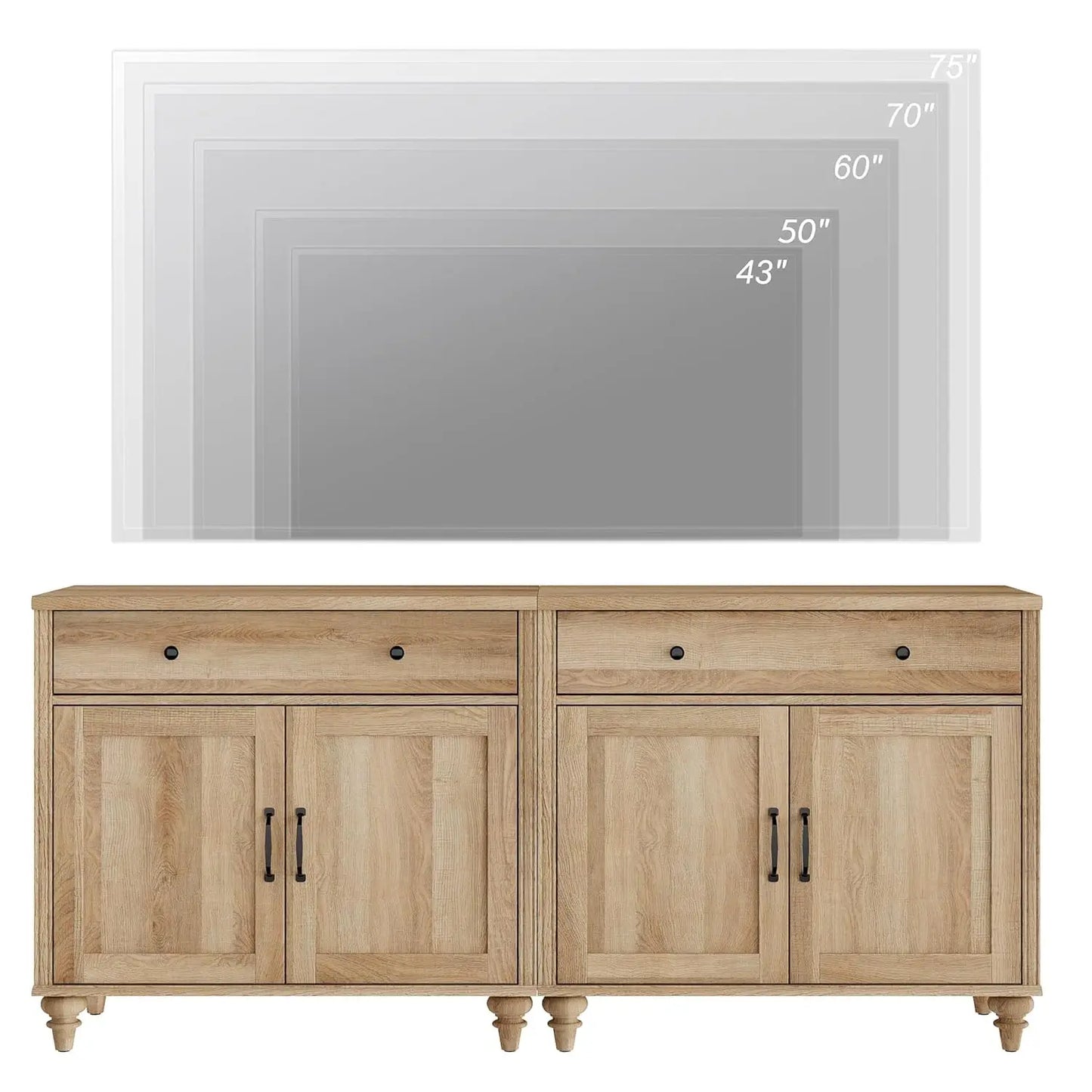 WAMAPT Large Buffet Cabinet with 4 Doors And 2 Drawers Wood Coffee Bar Table Kitchen Storage Cabinet Customized